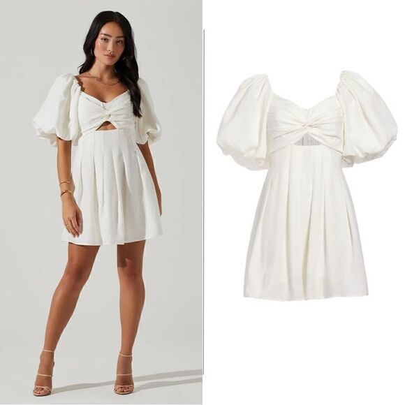 NEW ASTR The Label SERILDA CUTOUT PUFF SLEEVE MINI DRESS - Picture 1 of 17